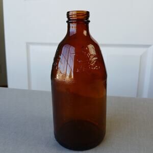 VTG 1960s Anheuser Busch amber brown glass empty bottle Eagle A embossed 6.5"H